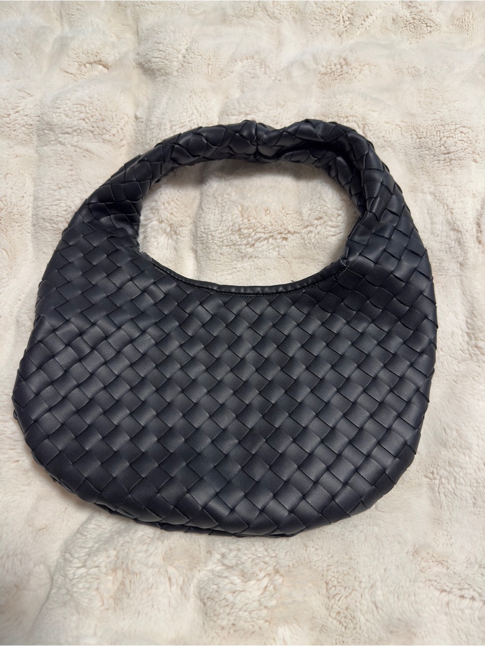 OAK + FORT Black Woven Crescent Shoulder Bag